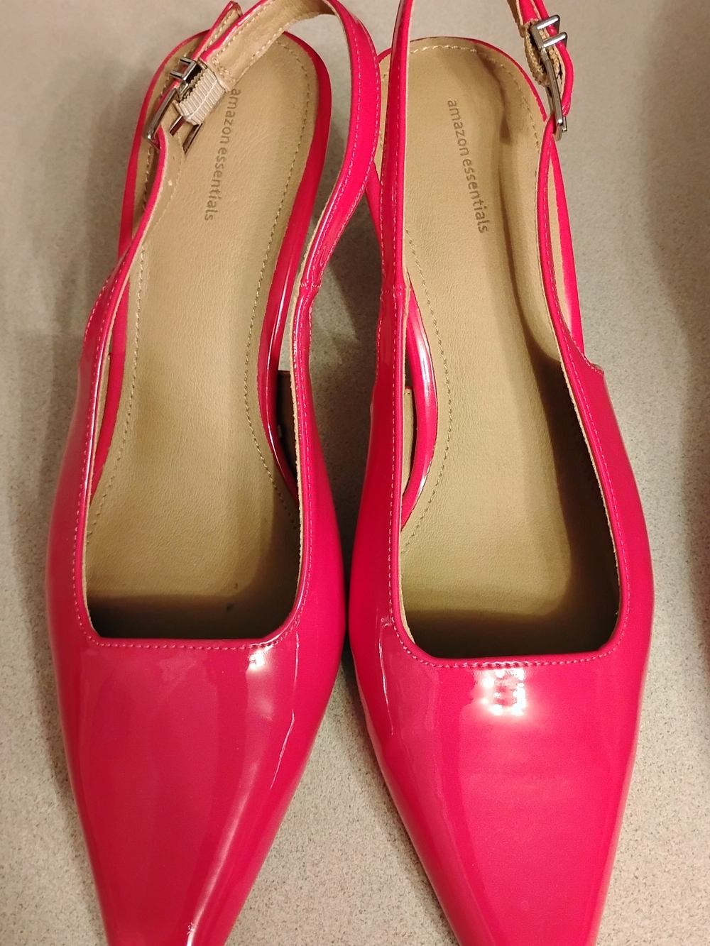 Amazon Essentials Hot Pink Patent Pointed Slingback Flats